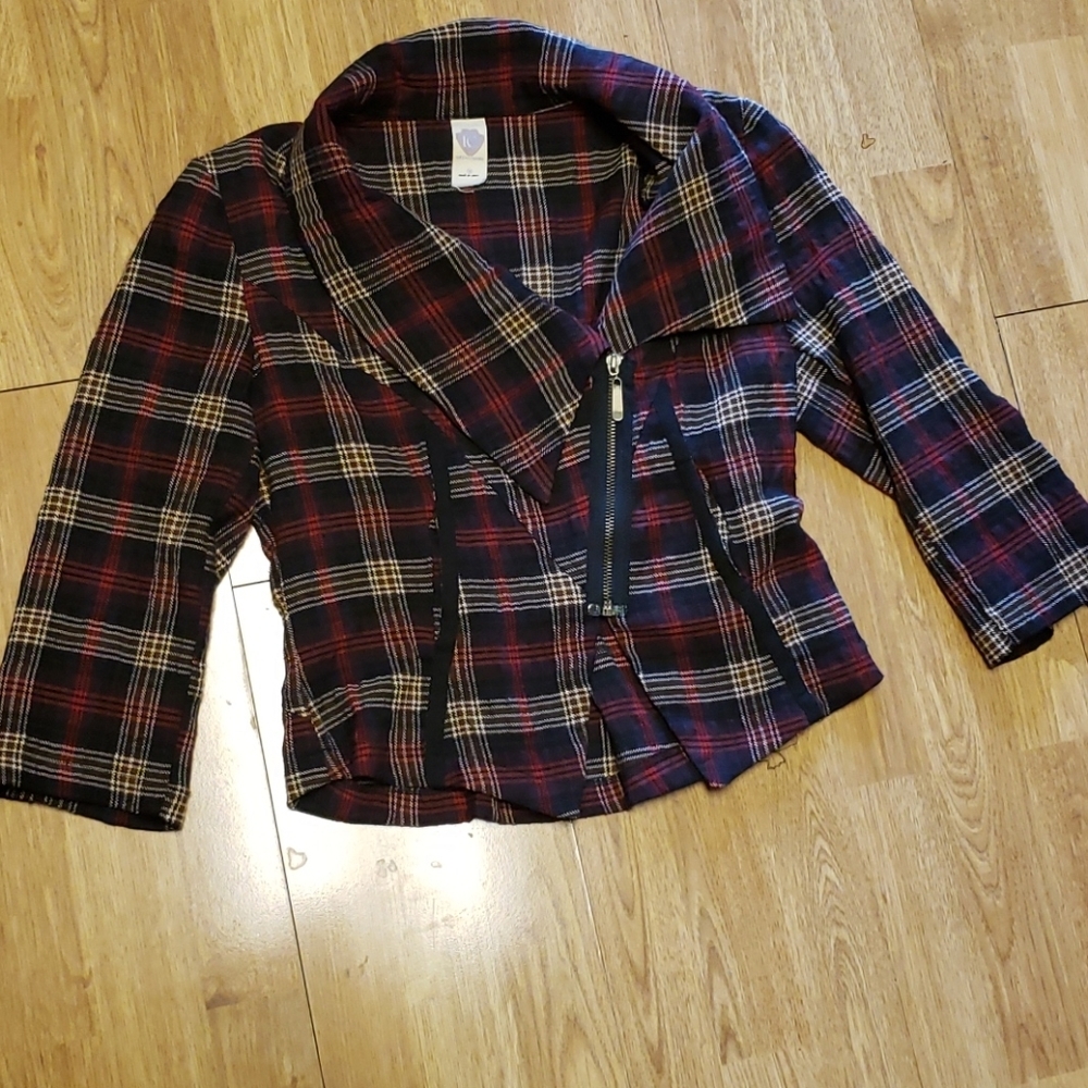 Lucca Couture plaid motostyle blazer M